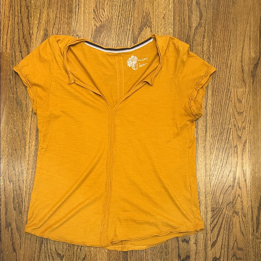 Anthropologie Pilcro Mustard Short Sleeve Tee